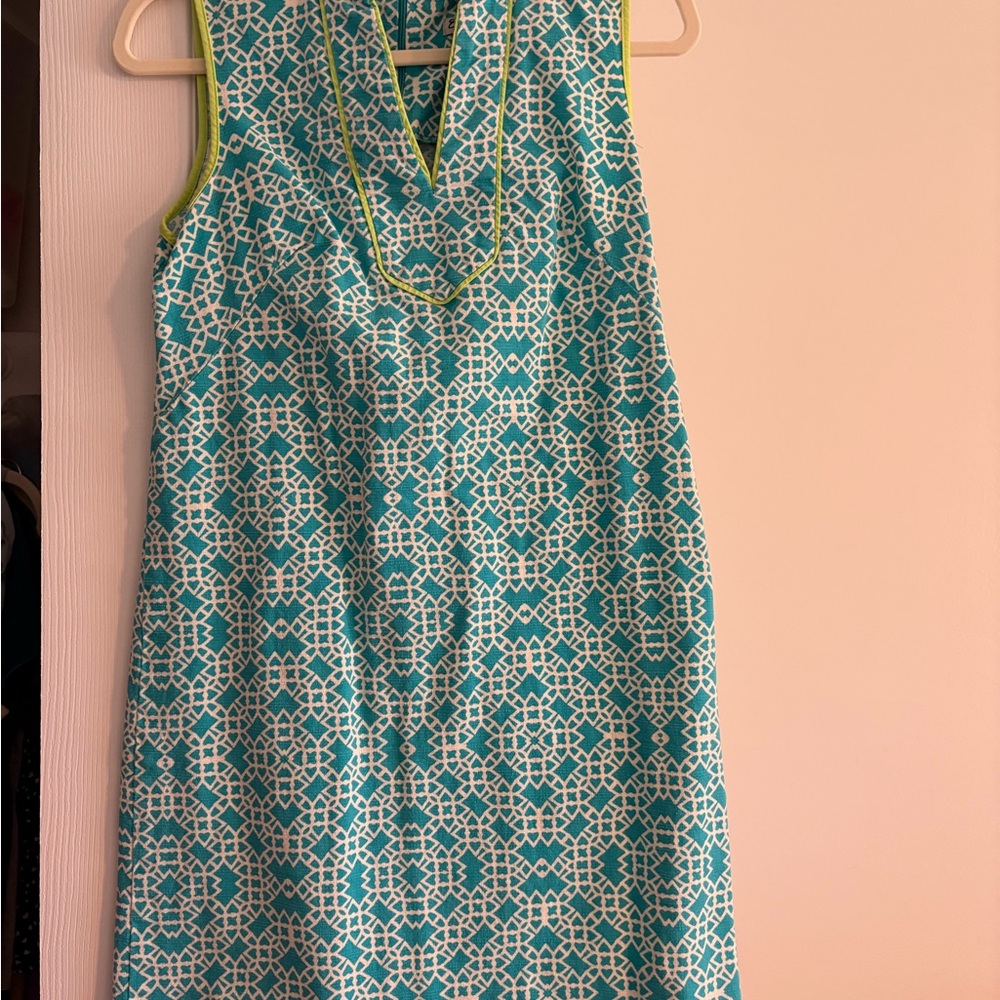 Eliza J Teal and White Geometric Midi Dress